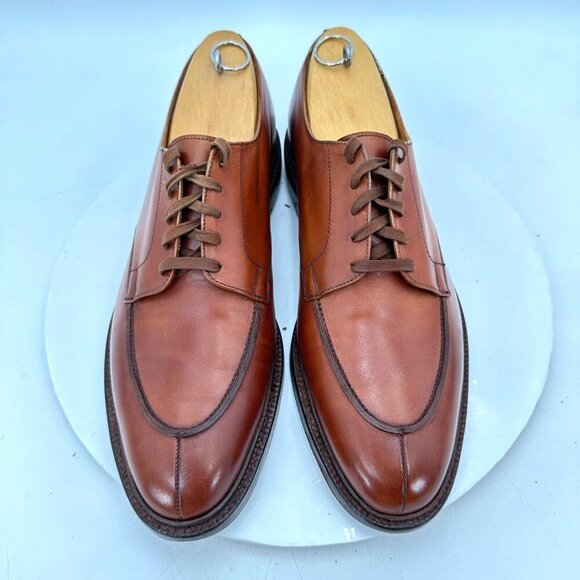 Polo Ralph Lauren Men UK 9.5 D US 10 D Brown Leather Derby England Shoe - Picture 1 of 12